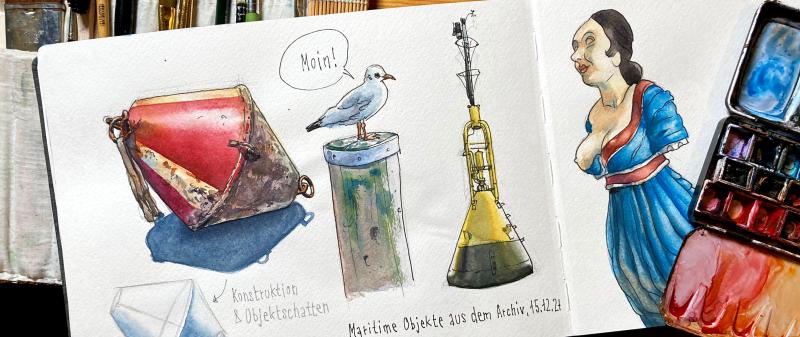 After Work: Maritime Objekte in Aquarell Sketching