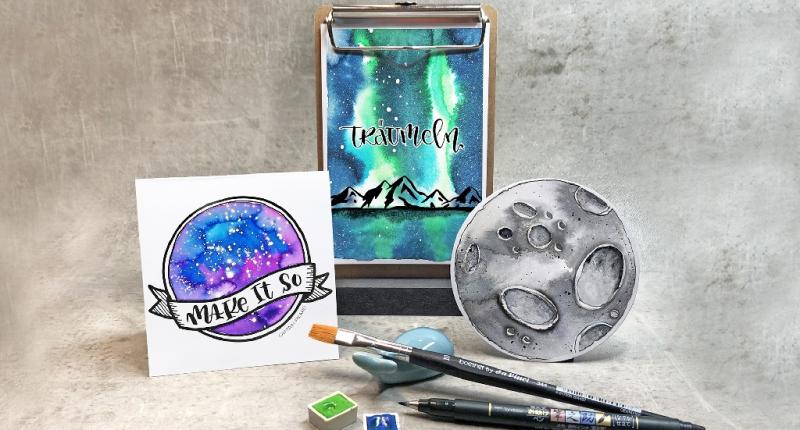 Lettering, Mond & Galaxien