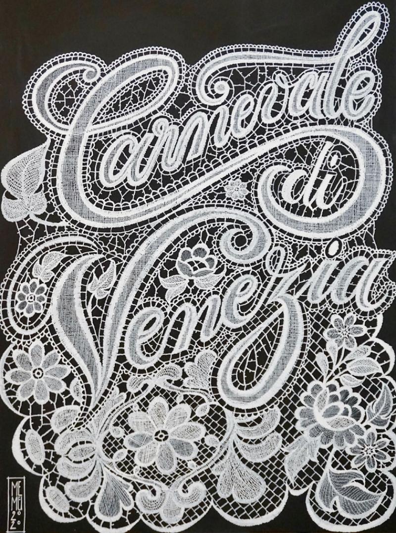 Spitzen-Lettering-Art in graziler italienischer Klöppeloptik